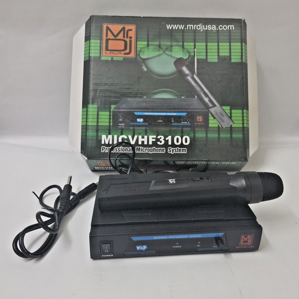Mr. DJ MICVHF3100 Professional Wireless VHF Microphone System w/ Receiver Tested